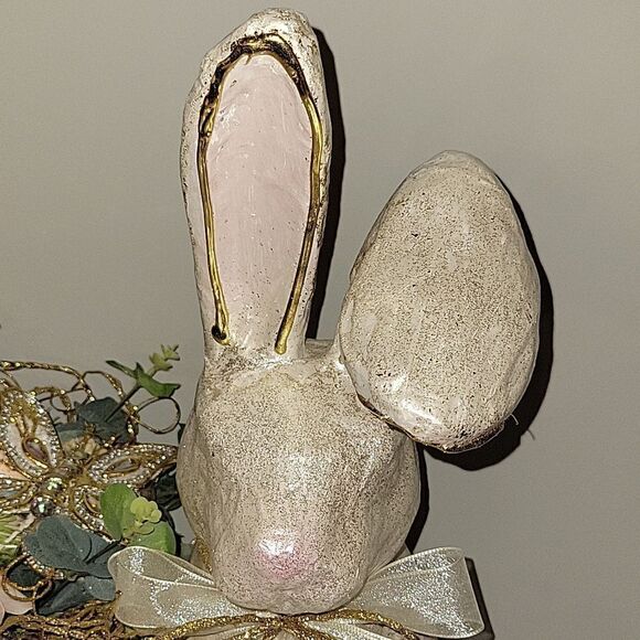 PIER1 EASTER IVORY CAPIZ FLORAL BUTTERFLY EGG GLAMOUR BUNNY CENTERPIECE PIER One - Picture 6 of 14
